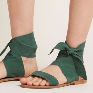 {Seychelles} suede tan lace up flat sandals